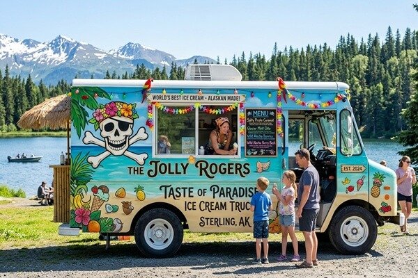 Indulge in Delight: Discovering the Jolly Rogers Taste of Paradise Ice Cream Truck in Sterling, AK